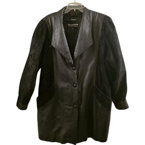 Vintage 90s Wilsons Leather Jacket Paisley Dolman Sleeve Thinsulate Coat Black L